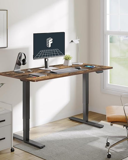 FLEXISPOT E6 MAX Dual Motor 3-Stage 48x30 Inch Heavy Duty Standing Desk, 330lbs Weight Capacity, Height Adjustable Desk w/Cable Management & Wheels (Seamless Special Walnut Desktop + Black Frame)