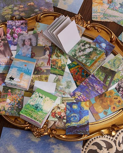 Scrapbooking Supplies Kit Plus 480Pcs, Vintage Van Gogh Oil Painting Aesthetic Scrapbook Kit for Bullet Junk Journal, DIY Journaling Supplies, Stationery, A5 Grid Notebook, Craft Gift Kid Girl