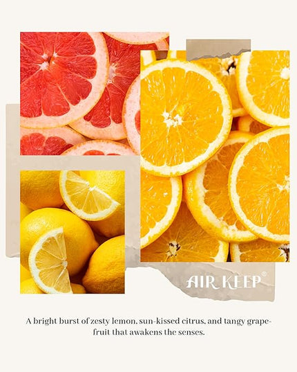 Airkeep Reed Diffuser Set,3.38 fl oz (100 ml) - Citrus Lemon Oil Diffusers with 8 Reed Sticks, Home Fragrance Reed Diffuser for Bathroom Shelf Decor