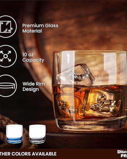 DISCOUNT PROMOS Whiskey Glasses 10 oz Set of 10, Bulk Pack - Heavy Base Old Fashioned Glass, Perfect for Scotch, Bourbon, Whiskey, Cocktail - Clear Bottom Color
