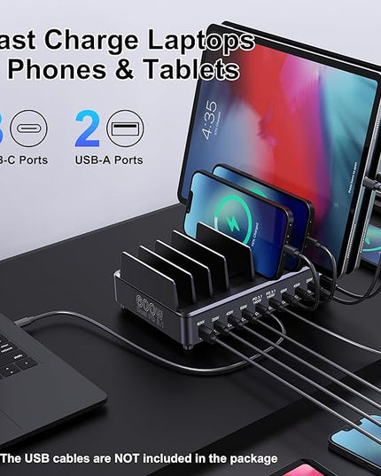 Aftertop 600W USB C Charging Station for Multiple Devices, 10 Ports PD3.1 140W PPS 45W QC60W Fast Charging Block for MacBook Pro Laptop, iPad, iPhone 16 15 Pro Max, Galaxy S24/S23 Ultra etc
