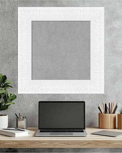Amanti Art White Framed Magnetic Board 23x23 Small Vision Board for use with Magnets, 100% Metal Sheet to Display Items as Office Decor or for Home Organization in mudroom, Kitchen or Kids Room