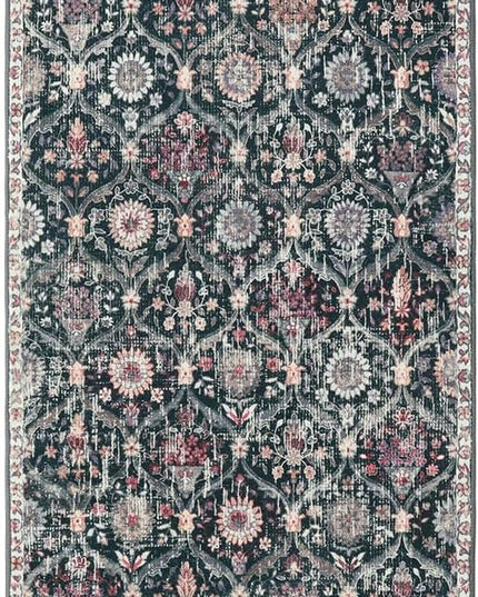 Lahome Moroccan Trellis Washable Runner Rug, 2x6 Kitchen Runners for Hallways 6 Feet Non Slip, Vintage Laundry Room Rug Ultra-Thin Long Carpet for Bathroom Bedroom Entryway, Black/Multi