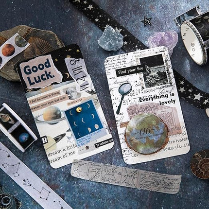 Auguro 18 Rolls Celestial Washi Tape Set Galaxy washi Tape for Crafts and Journaling DIY washi Tape for journaling Decorative Tape for Scrapbook Scrapbooking Supplies