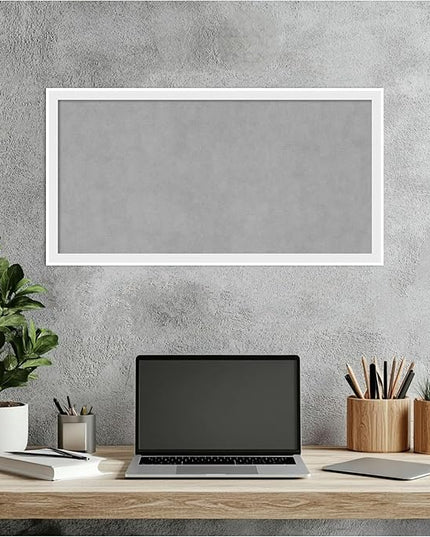 Amanti Art White Framed Magnetic Board 13x25 Small Vision Board for use with Magnets, 100% Metal Sheet to Display Items as Office Decor or for Home Organization in mudroom, Kitchen or Kids Room