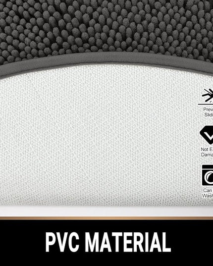 MAYSHINE Round Area Rug Set for Bathroom | Soft Plush Chenille Bath Mat, Water Absorbent Non-Slip Bathroom Rug | Washable Shag Carpet, Bedroom, or Home Décor | 36"x36" (Round) | Charcoal Gray