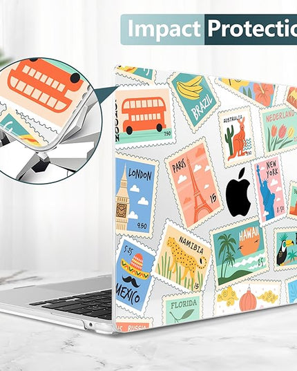 DONGKE for M4 MacBook Air 13.6 Inch Case 2025 2024 2023 2022 Model A3240 A3113 A2681 M3 M2 Chip, Plastic Hard Shell Case Cover with Touch ID for MacBook Air 13 Inch M4 - Post Stamps