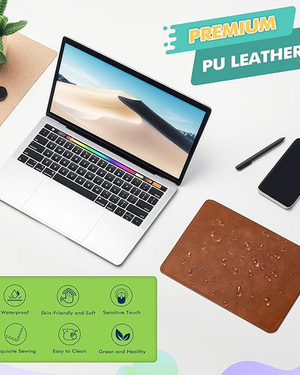 Mouse Pad, PU Mouse Pad，Leather Mouse Pad with Stitched Edge Micro-Fiber Base with Non-Slip Waterproof，Mouse Pad for Computers，Laptop, 8x11Inch (Shell Pink)