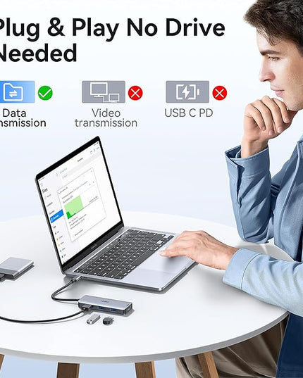 USB-C Hub Multiport Adapter for MacBook Air/Pro - 6 in 1 HDMI Dongle with 4K, USB 3.0 Ports, SD/TF Card Reader for MacBook m1/m2/m3/m4, Dell XPS, HP, Lenovo, Surface and Other Type-C Devices