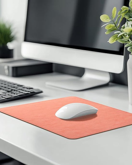 PU Leather Mouse Pad With Stitched Edge, Micro-Fiber Base, Non-Slip Waterproof for Computers, Laptop, 8x11 Inch (Pink)