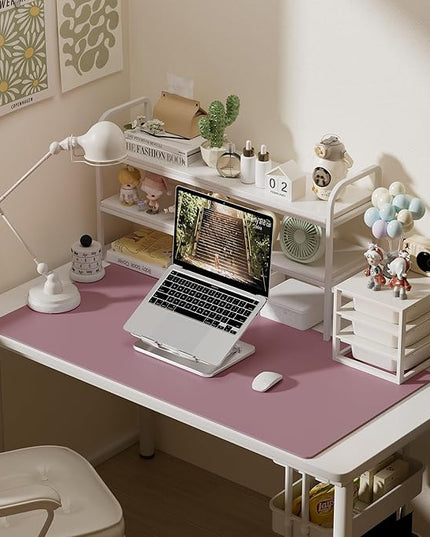 Aothia Faux Leather Desk Mat – Large Mouse Pad, Non-Slip PU Leather Blotter, Waterproof Writing Surface for Office and Home (Dark Pink, 47.2" x 23.6")