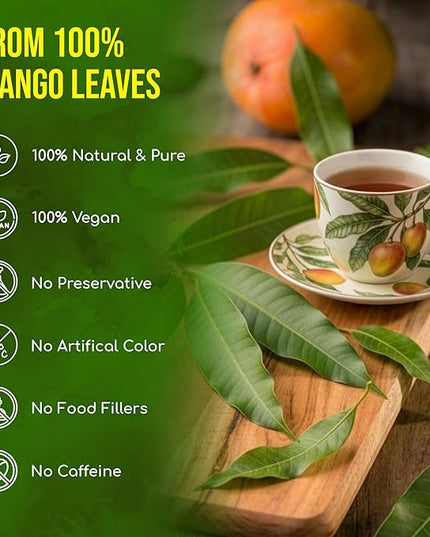 FreshDrinkUS, Premium 140+ Mango Whole Leaves Dried, 100% Natural & Pure from Dried Mango Leaves Tea, No Additives, No Caffeine, Vegan