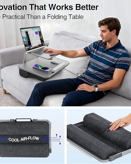 V-Hold Laptop Lap Desk, Portable Laptop Desk for Bed, FIts up to 17" Laptops & MacBook, Lightweight Lap Tray Table with Pillow Cushion for Bed & Couch