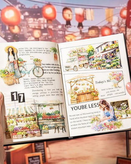 AuriicLeaf Farmers Market PET Stickers, 80PCS Bazaar-Themed Journal Supplies for Scrapbooking, DIY Crafts, and Planner Embellishment