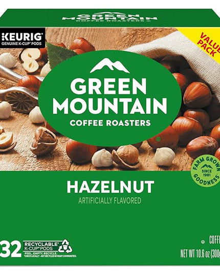 Green Mountain Coffee Roasters Hazelnut Keurig Single-Serve K-Cup Pods, Light Roast Coffee, 32 Count
