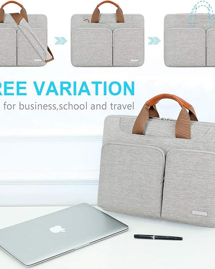 Lacdo 360° Protective Laptop Shoulder Bag for 13 inch New MacBook Air M4 A3240 2025, M3 A3113, M2 A2681, M1 A2337 A2179 A1932 2024-2018 | 13 inch MacBook Pro M2 M1 A2338 A2251 A2289 Computer Bag, Gray