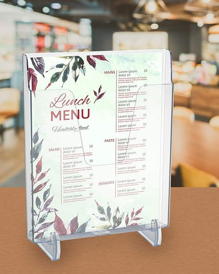 Acrimet Pocket File Holder Vertical Design Brochure Display (for Wall Mount or Countertop Use) (Removable Supports Included) (Letter Size) (Clear Crystal Color)