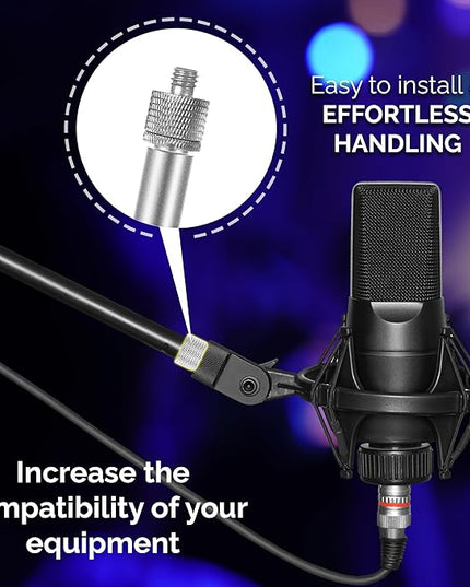 IXTECH Mic Stand Adapter Set 8 pieces Metal Microphone Stand Screw Thread Adapter 5/8 Female to 3/8 Male 3/8 Female to 5/8 Male 5/8 Female to 1/4 Male 1/4 Female to 5/8 Male Tripod Adapter ADP01A Slvr