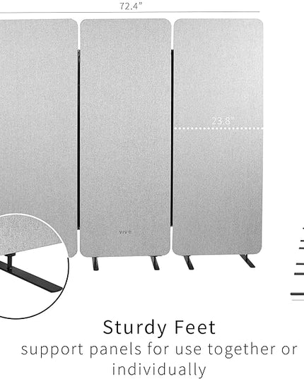 VIVO Freestanding 72 x 66 inch Privacy Panel, Cubicle Divider, Acoustic Wall Partition, x3 24 inch Panels, Gray, PP-3-T072G