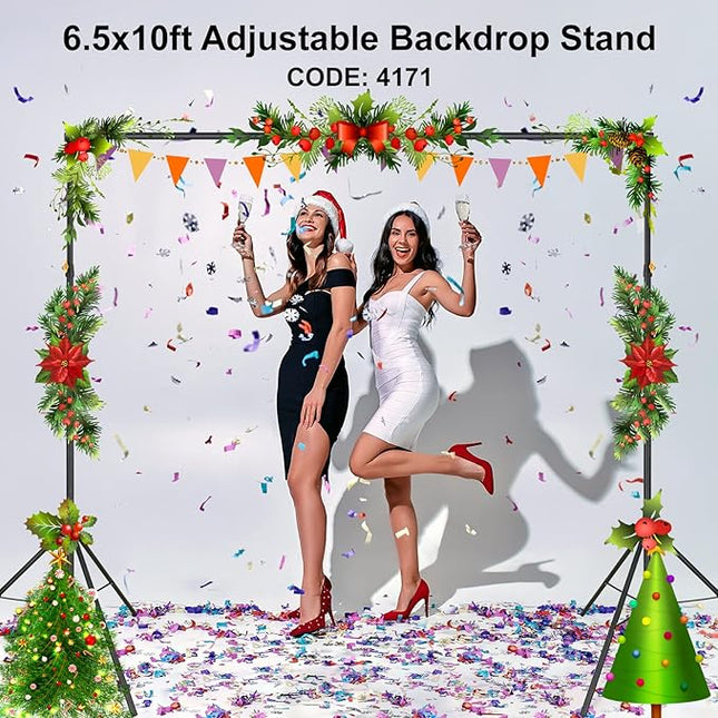 LINCO Lincostore Backdrop Support Stand Kit 10x6.5ft Adjustable Photography Studio Photo Background Support System with Carrying Bag for Green Screen Muslin, 4171