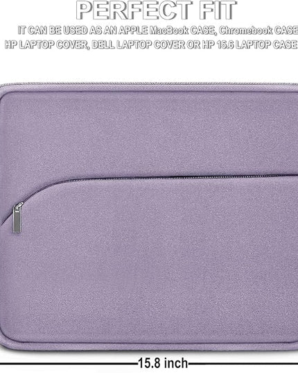 Laptop Sleeve Case 15.6 inch, Durable Portable Monitor Protective Cover with Front Pocket, Traveling Laptop Case Compatible for HP, Dell, Asus, Lenovo, Lavender