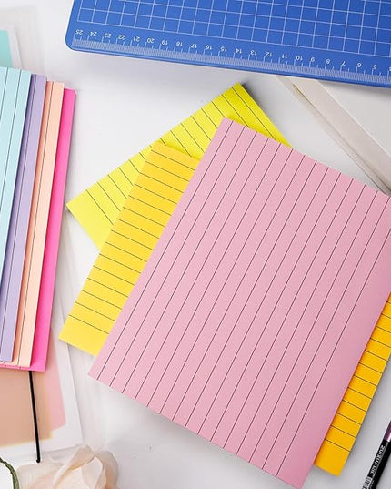 Lined Lined Self Stick 6 x 8 in Post,8 Pack Large Ruled Post Stickies,Ruled Stickies Super Sticking Power Memo Pads Strong Adhesive,Sticky Notes with Lines for Home,Office,School,50 Sheets/pad