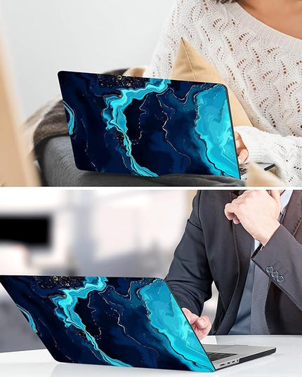 DONGKE for M4 MacBook Air 13.6 Inch Case 2025 2024 2023 2022 Model A3240 A3113 A2681 M3 M2 Chip, Plastic Hard Shell Case Cover with Touch ID for MacBook Air 13 Inch M4 - Blue Marble