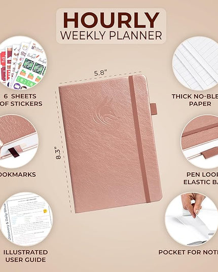 Clever Fox Planner Schedule – Undated Weekly & Monthly Life Planner with Time Slots, Appointment Book & Daily Organizer, A5 (Rose Gold)