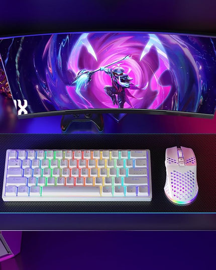 SOLAKAKA SM600 White Wireless Gaming Mouse,Tri-Modes BT5.1/Type-C Wired/2.4G Wireless Mouse with 2 Side Buttons, Programmable Macro Gamer Mouse with RGB Light for Laptop/PC/Mac