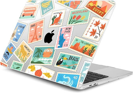 DONGKE Compatible with MacBook Pro 13 inch Case 2024 2023-2020 Release A2338 M2/M1 A2251 A2289 with Retina Display & Touch ID, Plastic Hard Shell & Keyboard Cover & Screen Film - Post Stamps