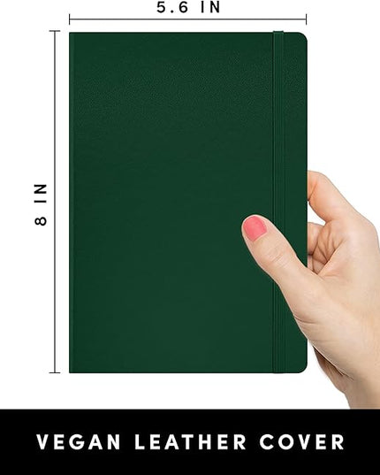 PAPERAGE Dotted Journal Notebook, (Dark Green), 160 Pages, Medium 5.6 in x 8 in - 100 GSM Thick Paper – Hardcover Journaling Notebook for Work, School & Bullet Journaling