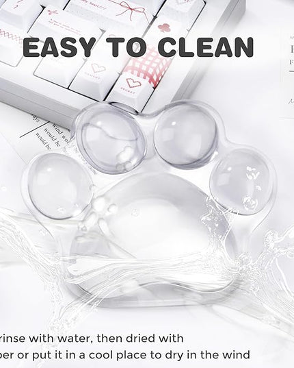 Cat Paw Mouse Wrist Rest-White Clear Silicone Palm Rest Support Pad-Ergonomic and Soft Transparent Wrist Pain Relief for Office Home Desk Computer
