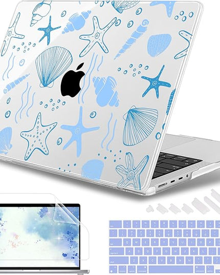 May Chen Case for MacBook Pro 14 inch, Models A2442 A2779 A2918 A2992 A3401 A3185 A3112 A3434, M1 M2 M3 M4 M5 Chip (2021-2025 Release), Plastic Hard Shell Case with Keyboard Cover, Sea Star