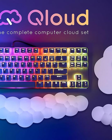 Qloud Cloud Wrist Rest Keyboard Wrist Rest for Computer Keyboard Pad, Cloud Keyboard Wrist Rest, Wrist Pad for Keyboard, Memory Foam, Non Slip Base, Comes with Mouse Pad - Dark Teal