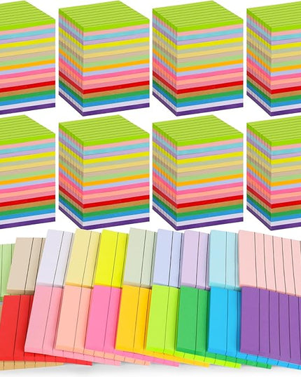 100 Pack Lined Sticky Notes Bulk 3 x 3 In Self-Stick Note Pads Colorful Posted Note in 20 Colors Adhesive Paper Memo 50Sheets/Pad Easy to Post for Office Home School Meetings Notebook Wall Door Window