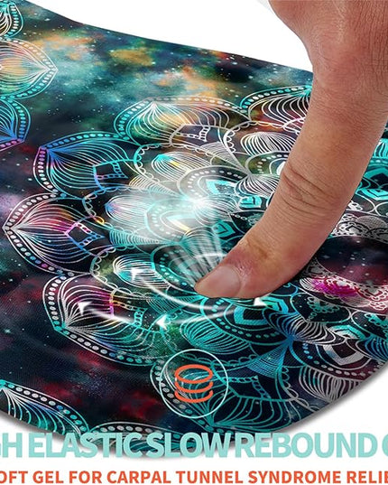 Ergonomic Mouse Pad Wrist Support with Memory Foam Massage Bulge, Carpal Tunnel Pain Relief Mousepad Wrist Rest for Mouse(12x8 inch, Mandala)