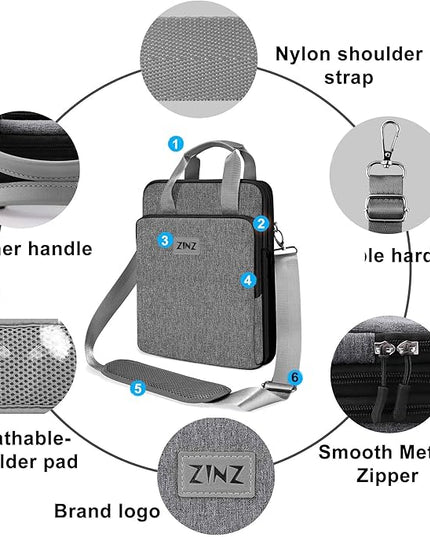 ZINZ 12.3-13 Inch Travel Laptop Shoulder Bag with Expandable Compartment and Valuables Compartment -Gray-Black edge
