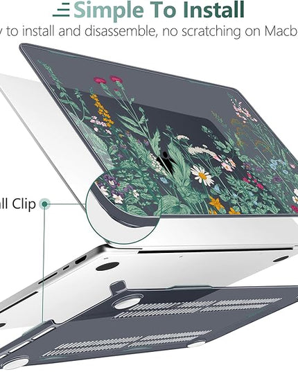 DONGKE Case for M5 MacBook Pro 14 inch 2025 2024-2021 M4 M3 M2 M1, Plastic Hard Shell Cover Compatible with A3434 A3112 A3401 A3185 A2992 A2779 A2442, Retina XDR Display & Touch ID, Garden Florals