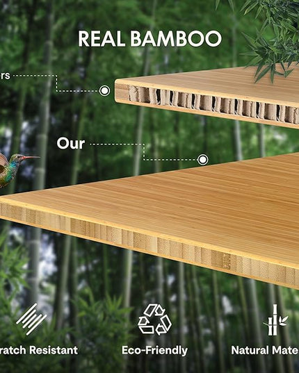 FLEXISPOT EN2 Whole-Piece Bamboo Standing Desk with Clamp Power Strip, 48 x 24'' Electric Stand Up Height Adjustable Desk with Cable Management (Black Frame + 48" Bamboo Top, 2 Packages)
