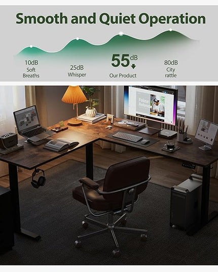 Agilestic L-Shaped Standing Desk Adjustable Height, Electric Corner Standing Desk, Sit Stand Up Desk, 75x61 inch Sit Stand Computer Table, Rustic Brown