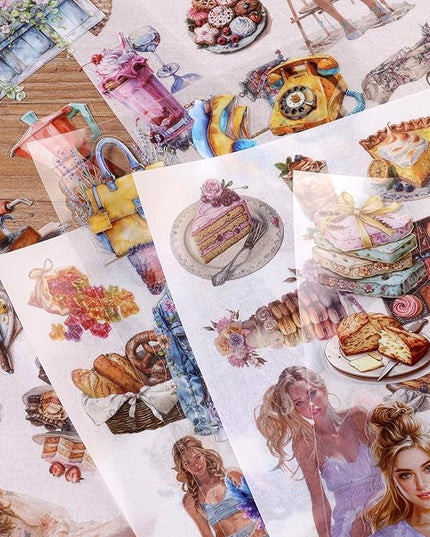 Auguro Scrapbooking Stickers 20 Sheets Pre-Cut 200 washi Stickers PET People Sticker Books for journaling Scrapbook Supplies Transparent Journal Sticker