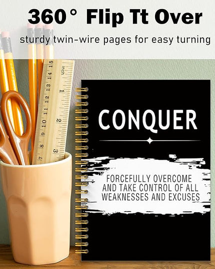 Inspirational Conquer Quotes Notebook Journal, Inspirational Office Notebook for Work, Motivational Gifts for Women Men, Gifts for Office Coworkers, Hardcover Spiral Notebooks 5.5x8.3