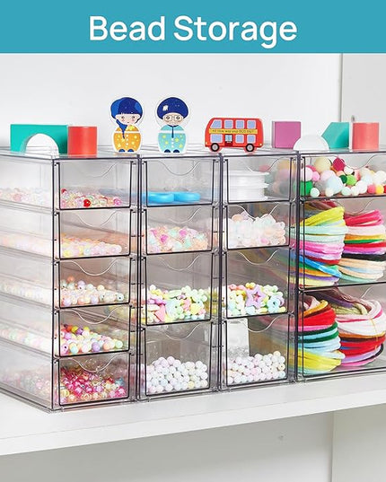 Vtopmart Acrylic Organizer with 16 Drawers (4 Set),Clear Storage Drawers for Office Supplies,Desk Organization and Storage for Makeup,Jewelry,Art Crafts