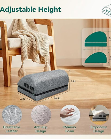 Snailax Heated Foot Rest Under Desk at Work, Desk Foot Stool with Heat & Vibration Massage, Adjustable Height, 2 Heat Levels Foot Warmer Feet Heater for Office Chair, Gaming Home Use