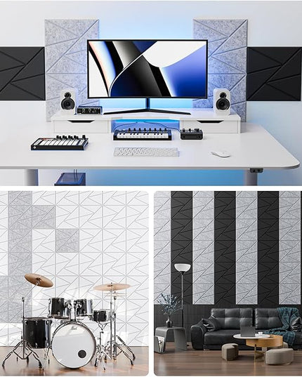 12 Pack Acoustic Panels with Self-Adhesive, 12"X 12"X 0.4"Sound Proof Foam Panels, Sound Panels High Density, Soundproof Wall Panels for Home Studio Office Sliver Gray