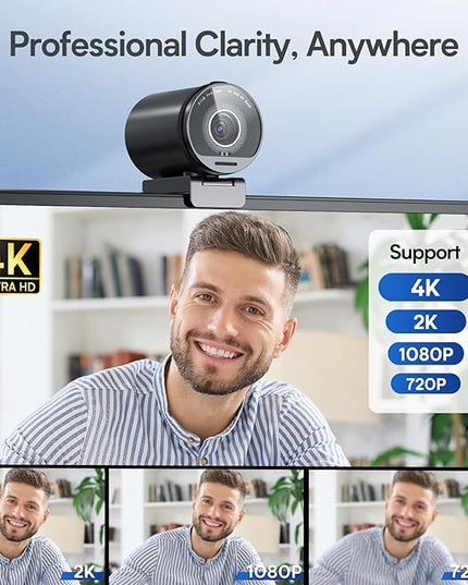 EMEET SmartCam S800-4K Webcam with Tripod for Streaming, Sony 1/2'' Sensor, Supports HDR, PDAF&TOF Dual-autofocus, 1080P@60FPS, Adjustable Heights with 360° Swivel Head, Perfect for Live Streaming