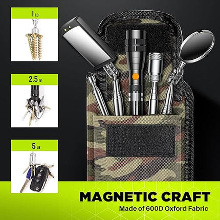 Telescoping Magnetic Pickup Tool Set, Inspection Mirror Telescoping, LED Flashlight, Cool Gadgets for Men, Stocking Stuffers, Gifts for Dad, Husband, Kids, Boyfriend, Magnet Stick