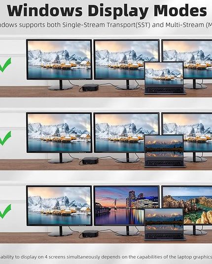 RVP+ Docking Station 3 Monitors USB C, 13-in-1, Triple Display-4K HDMI & DisplayPort Dual Monitors, 5Gbps USB-C/A Data Transfer, 100W Laptop-Charging, Gigabit Ethernet, Audio, Black