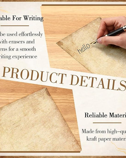 Supervitae 120 Pack Vintage Aged Stationery Paper, 8.27 x 5.51 Inch Double Sided Printing Old Antique Stationery Paper Decorative Letter Sheets for Writing Printing Crafts, 6 Designs