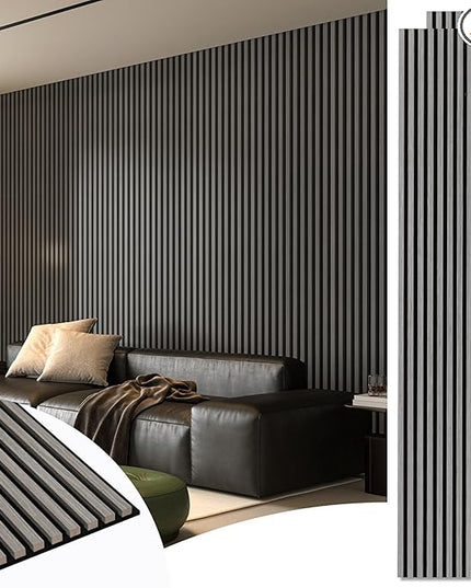 Art3d 2-Pack 108" x 12" Acoustic Wood Panels for Wall, Soundproof Wood Slat Panel for Wall and Ceiling, 3D Fluted Sound Absorbing Paneling for Interior Wall Decor, Living Room, Bedroom - Smoky Oak